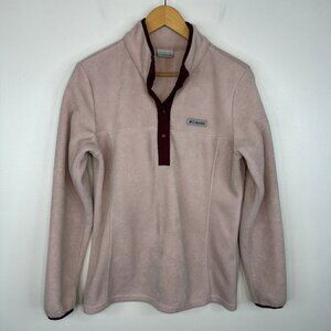 Columbia  Pullover Fleece Half Button Pullover Sweater  Light Pink  Size Medium